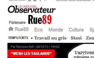 La nouvelle présentation du site de de Rue 89 depuis le vendredi 6 décembre 2013.