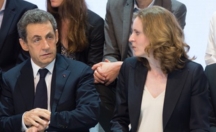 Nicolas Sarkozy, président du parti Les Républicains, et la députée de l'Essonne Nathalie Kosciusko-Morizet, le 30 mai 2015 à Paris.