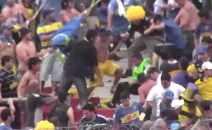 Capture d'écran des incidents dans la tribune des supporters de Boca Juniors, le 27 octobre 2012, au stade Monumental de Buenos Aires.