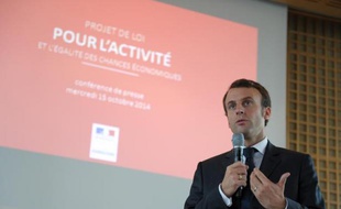 Le ministre français de l'Economie Emmanuel Macron présente les grandes lignes de son projet de loi pour l'activité, le 15 octobre 2014 au ministère, à Paris