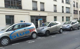 Une Bluely lyonnaise garée à Paris, dans le 15e arrondissement, le 15 octobre 2013.