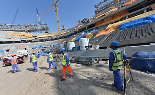 Des ouvriers sur les chantiers à Doha.