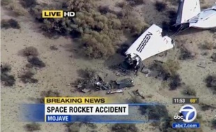 Image de KABC News à Los Angeles montrant les débris du vaisseau de Virgin Galactic SpaceShipTwo, le 31 octobre 2014
