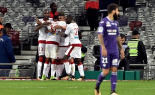 La joie des Bordelais après le but de Malcom à Toulouse en Ligue 1, le 15 septembre 2017.
