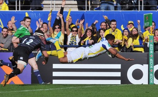 Wesley Fofana, auteur d'un essai lors de la victoire de Clermont contre Leicester le 5 avril 2014.