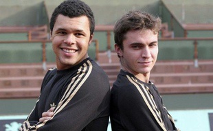 Jo-Wilfreid Tsonga et Gilles Simon (à droite) à Roland-Garros, le 4 novembre 2008.