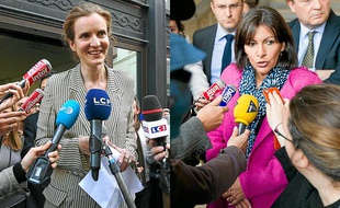 Nathalie Kosciusko-Morizet et Anne Hidalgo en campagne pour les municipales à Paris.