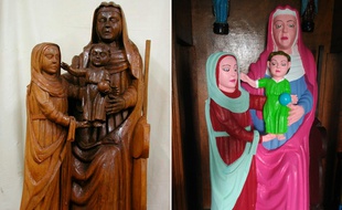 La statue d'El Ranadoiro, avant et après restauration. Il n'y a pas à dire, ça change.
