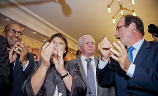 Le 25 septembre 2011. Annonce des resultats des senatoriales 2011 au Senat . Francois Hollande , Martine Aubry ?.// V. WARTNER / 20 MINUTES