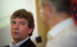 Arnaud Montebourg lorsd'un meeting politique à Joué-les-Tours le 22 juin 2016.