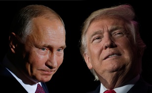 Photomontage de Vladimir Poutine et Donald Trump.