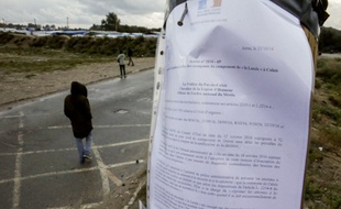 Un avis d'évacuation de la jungle de Calais, le 21 octobre 2016.