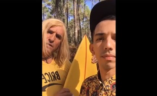 Jean Dujardin et Florian de Bigflo&Oli dans une vidéo