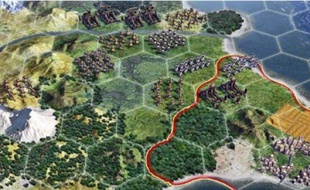 La forme hexagonale des cases, inspirée des jeux de stratégie sur table, les wargames.