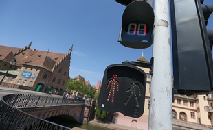 Les Feux rouge à décomptes sont en test à Strasbourg, le 20 mai 2014.