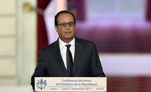 François Hollande lors de la conférence de presse du 7 septembre 2015 à l'Elysée.