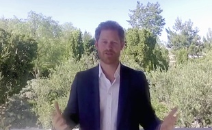 Le prince Harry lors d'une visio-conférence en juillet 2020