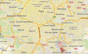 Google map de Villeneuve-Saint-Georges, dans le Val-de-Marne.
