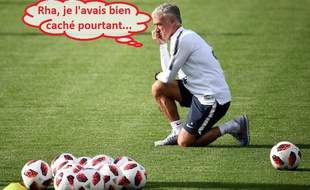 Didier Deschamps en pleine réflexion avant France-Belgique, le 7 juillet 2018 à Istra.