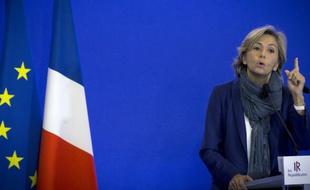 Valérie Pécresse, tête de liste Les Républicains-UDI-MoDem aux élections régionales en Ile-de-France, le 10 octobre 2015 à Paris