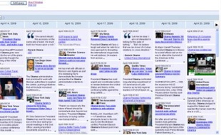 La page des résultats de Google News Timeline