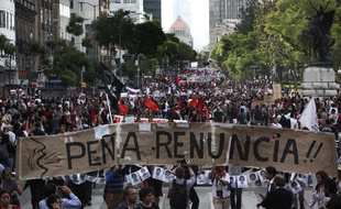 Une manifestation le 8 octobre 2014 à Iguala après la disparition des étudiants.