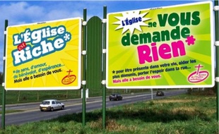 La campagne d'affichage invite depuis hier les catholiques à donner davantage.