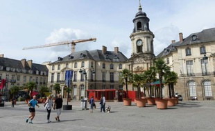 La place de la mairie à Rennes, le 16 août 2015