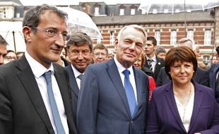 François Lamy (à g.) avec Martine Aubry et JM Ayrault à Lille en 2012