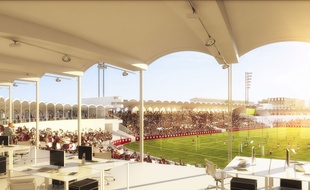 Vue du projet sur le virage nord du stade.