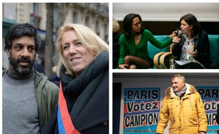 Vikash Dhorasoo et Danielle Simonnet (LFI), Audrey Pulvar et Anne Hidalgo (PS), Jean-Marie Bigard, soutien de Marcel Campion
