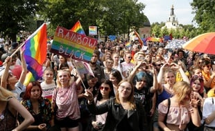 Gay Pride Ã  Bialystok, en Pologne, le 20 juillet 2019.