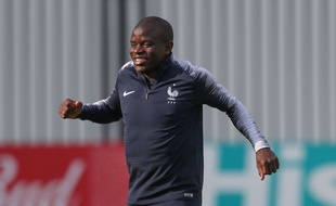 N'Golo Kanté à l'entraînement à la veille de la finale France-Croatie, le 14 juillet 2018.