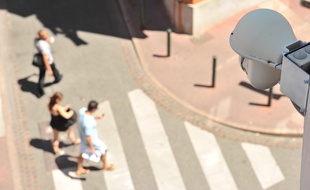Illustration camera et zone de videosurveillance dans le centre ville de Toulouse.