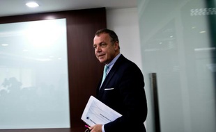 Le PDG allemand de Malaysia Airlines Christoph Mueller, lors d'une conférence de presse à Sepang, en Malaisie, le 1er juin 2015