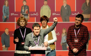 Hasier Arraiz, président du parti indépedantiste basque Sortu, à Pampelune, le 20 février 2013