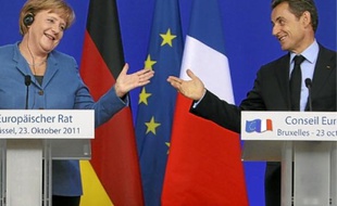 Angela Merkel et Nicolas Sarkozy, hier à Bruxelles.