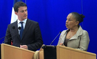 Les ministres de l'Intérieur et de la Justice Manuel Valls et Christiane Taubira, le 15 novembre 2012 en Corse.