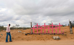 Des croix roses en mémoire de victimes de féminicides à Ciudad Juarez, le 22 novembre 2019 (illustration).