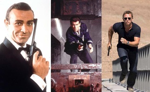Sean Connery, Pierce Brosnan et Daniel Craig, dans le rôle de James Bond 007.