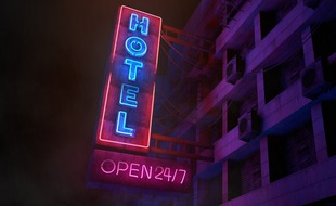 La devanture d'un hôtel (illustration).
