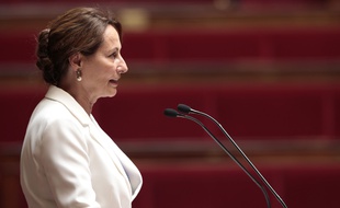 Ségolène Royal s'adresse aux députés avant l'ultime vote du texte de la loi sur la transition énergétique, le 22 juillet 2015.