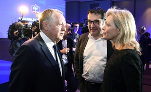 Jean-Michel Aulas, Didier Quillot, Nathalie Boy de la Tour, en mars 2017.