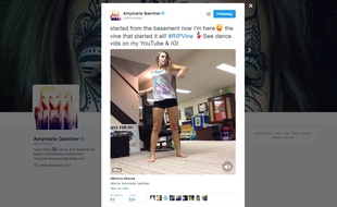 La «vineuse» Amymarie Gaertner réagit à la fermeture de Vine par Twitter.