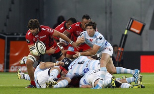 Lille, le 16 mai 2014. Premiere demi finale du championnat de top 14 de rugby qui opposait le RC Toulon au Paris Racing Metro au stade Pierre-Mauroy.