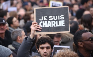 Durant le défilé en hommage aux victimes des attentats le 11 janvier 2015, à Paris.