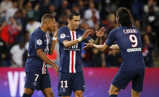 Mbappé, Di Maria et Cavani lors de PSG-Nîmes, le 11 août 2019.