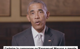 Capture d'écran de la vidéo de soutien de Barack Obama à Emmanuel Macron.