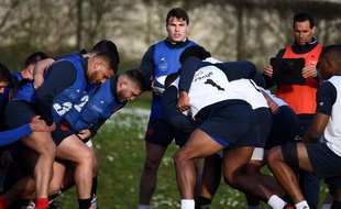 Le XV de France à l'entraînement à Marcoussis, le 18 février 2020.