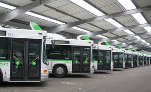Tous les bus restent au garage depuis ce jeudi matin, comme ici au dépôt de Trentemoult.